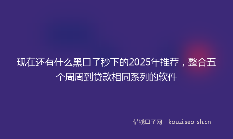 现在还有什么黑口子秒下的2025年推荐,整合五个周周到贷款相同系列的软件