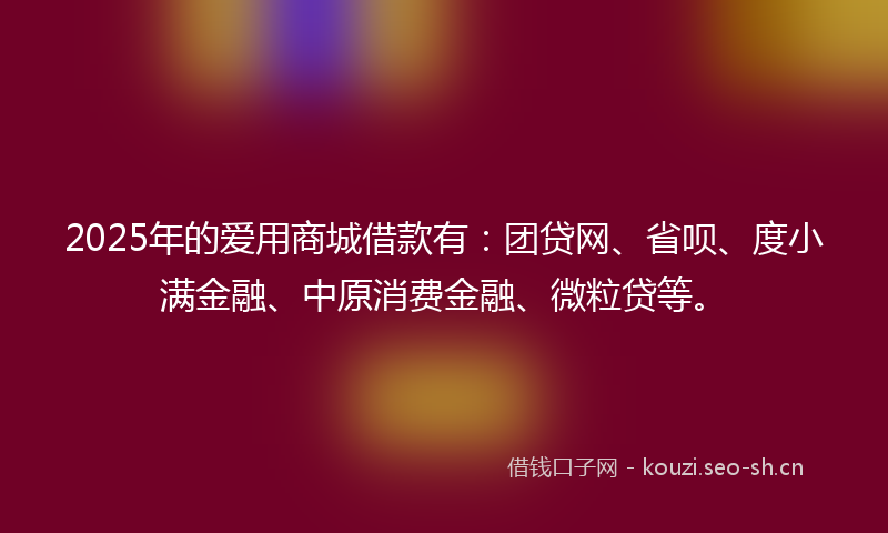 2025年的爱用商城借款有：团贷网、省呗、度小满金融、中原消费金融、微粒贷等。