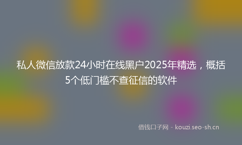 私人微信放款24小时在线黑户2025年精选，概括5个低门槛不查征信的软件