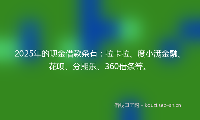 2025年的现金借款条有：拉卡拉、度小满金融、花呗、分期乐、360借条等。