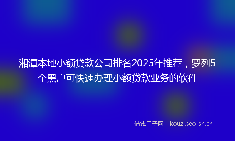 湘潭本地小额贷款公司排名2025年推荐，罗列5个黑户可快速办理小额贷款业务的软件