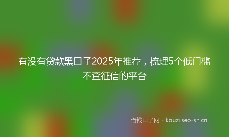 有没有贷款黑口子2025年推荐,梳理5个低门槛不查征信的平台