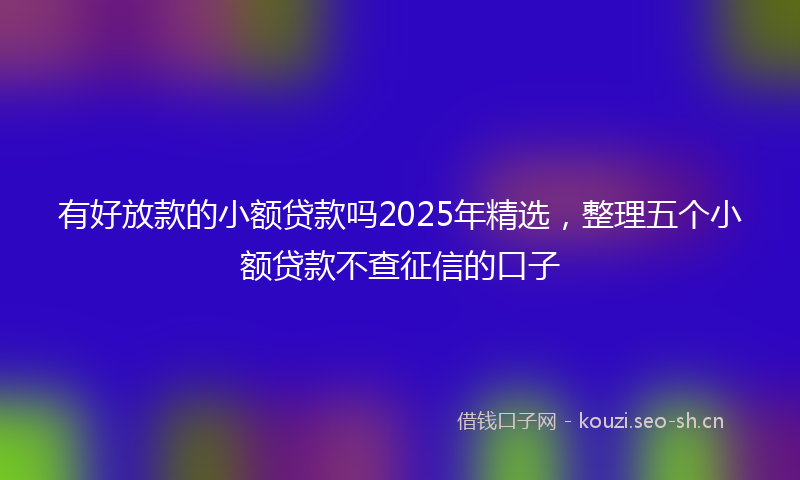 有好放款的小额贷款吗2025年精选，整理五个小额贷款不查征信的口子
