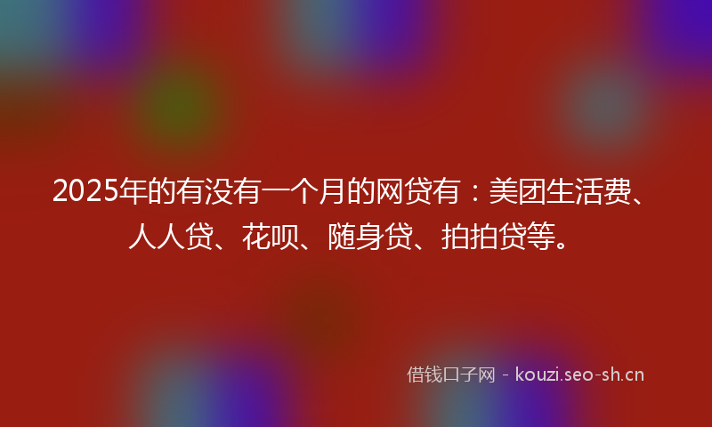 2025年的有没有一个月的网贷有：美团生活费、人人贷、花呗、随身贷、拍拍贷等。