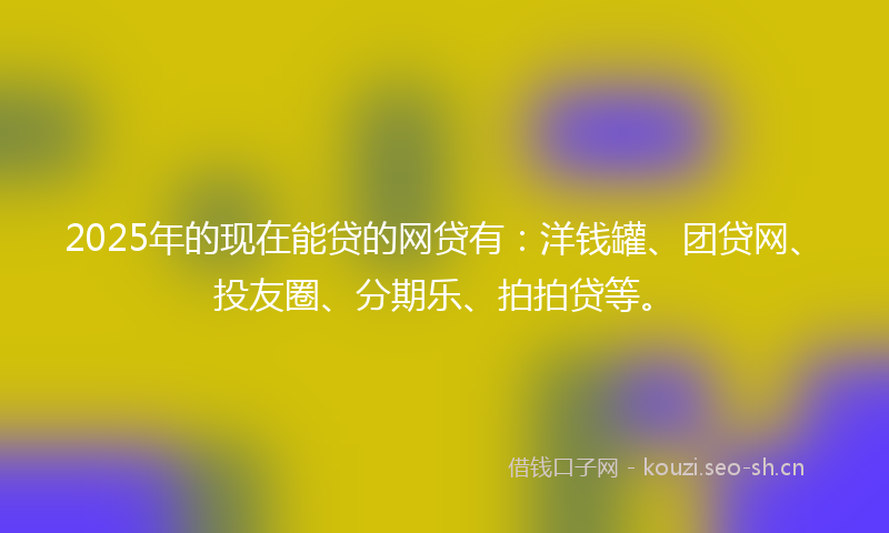 2025年的现在能贷的网贷有：洋钱罐、团贷网、投友圈、分期乐、拍拍贷等。