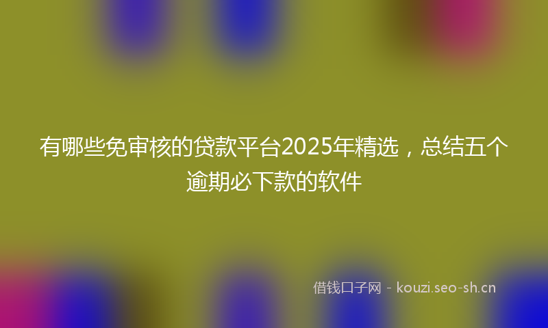 有哪些免审核的贷款平台2025年精选,总结五个逾期必下款的软件