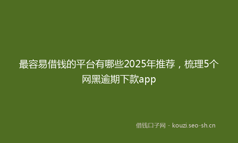 最容易借钱的平台有哪些2025年推荐，梳理5个网黑逾期下款app