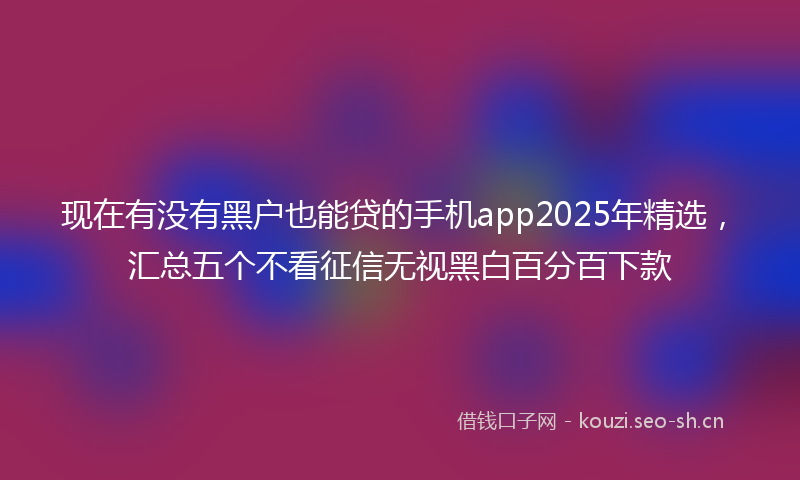 现在有没有黑户也能贷的手机app2025年精选，汇总五个不看征信无视黑白百分百下款
