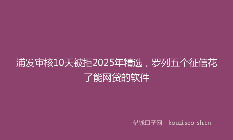浦发审核10天被拒2025年精选，罗列五个征信花了能网贷的软件