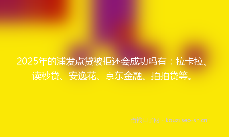 2025年的浦发点贷被拒还会成功吗有：拉卡拉、读秒贷、安逸花、京东金融、拍拍贷等。