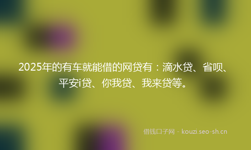 2025年的有车就能借的网贷有：滴水贷、省呗、平安i贷、你我贷、我来贷等。