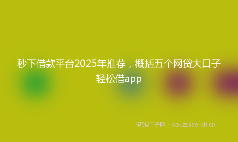 秒下借款平台2025年推荐，概括五个网贷大口子轻松借app