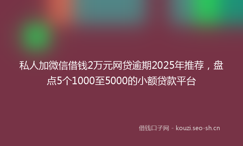 私人加微信借钱2万元网贷逾期2025年推荐，盘点5个1000至5000的小额贷款平台