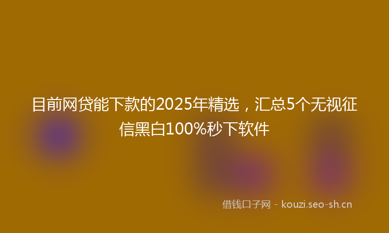 目前网贷能下款的2025年精选，汇总5个无视征信黑白100%秒下软件