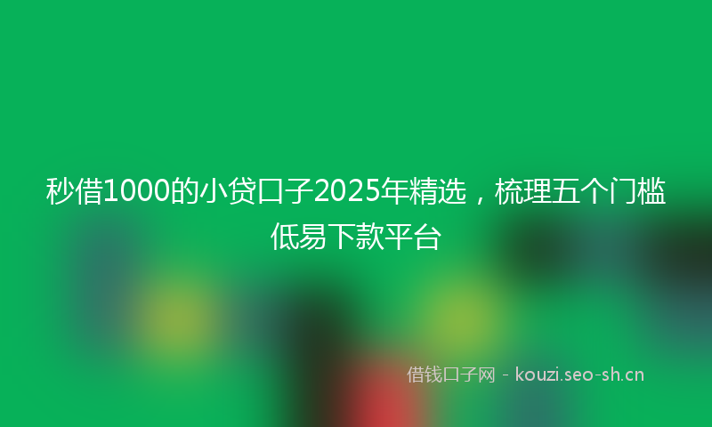 秒借1000的小贷口子2025年精选，梳理五个门槛低易下款平台