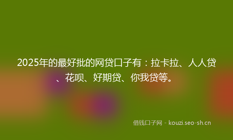 2025年的最好批的网贷口子有：拉卡拉、人人贷、花呗、好期贷、你我贷等。