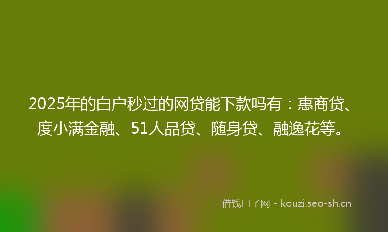 2025年的白户秒过的网贷能下款吗有：惠商贷、度小满金融、51人品贷、随身贷、融逸花等。