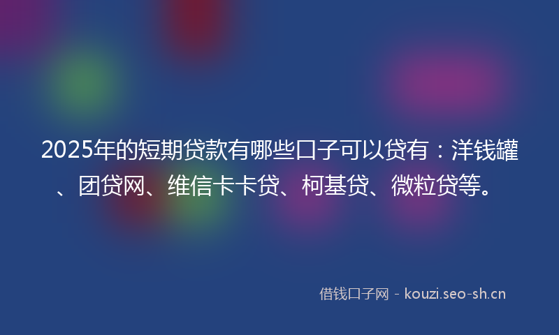 2025年的短期贷款有哪些口子可以贷有：洋钱罐、团贷网、维信卡卡贷、柯基贷、微粒贷等。