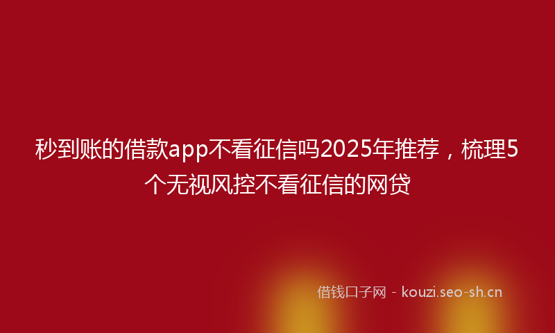 秒到账的借款app不看征信吗2025年推荐，梳理5个无视风控不看征信的网贷