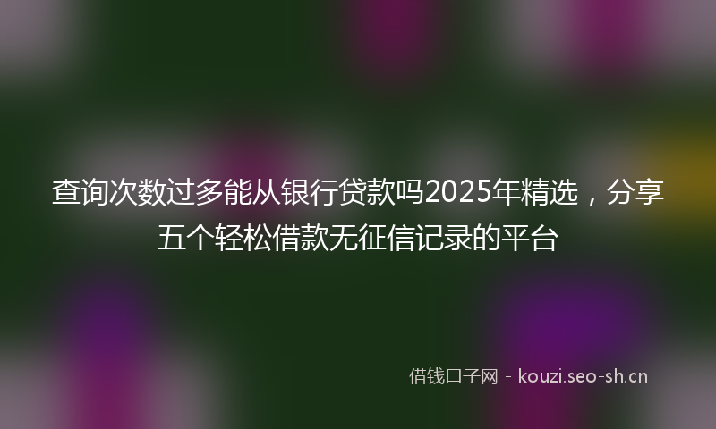 查询次数过多能从银行贷款吗2025年精选，分享五个轻松借款无征信记录的平台