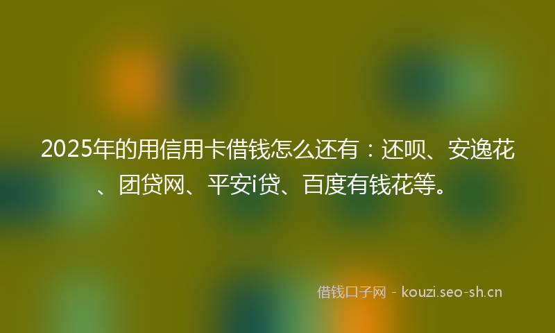 2025年的用信用卡借钱怎么还有：还呗、安逸花、团贷网、平安i贷、百度有钱花等。