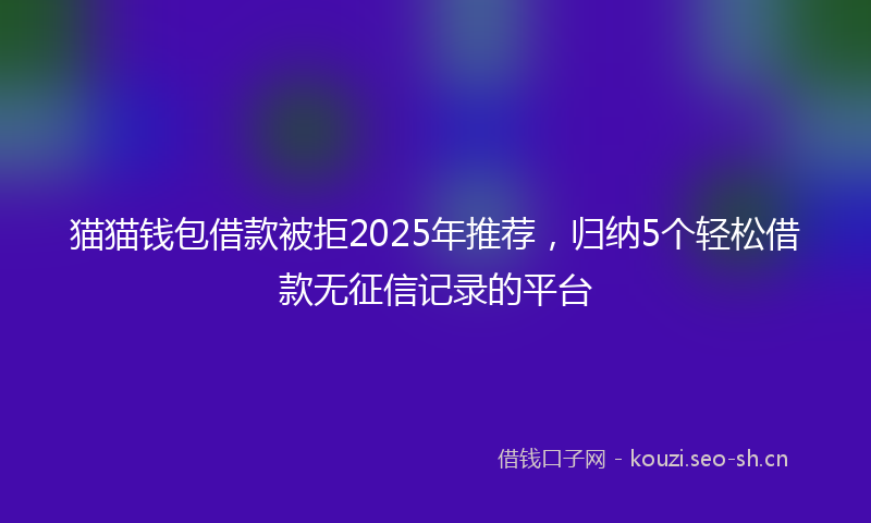 猫猫钱包借款被拒2025年推荐,归纳5个轻松借款无征信记录的平台