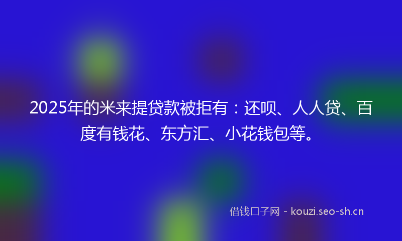 2025年的米来提贷款被拒有：还呗、人人贷、百度有钱花、东方汇、小花钱包等。