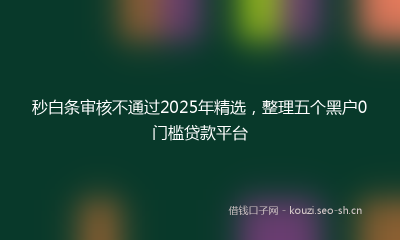 秒白条审核不通过2025年精选，整理五个黑户0门槛贷款平台