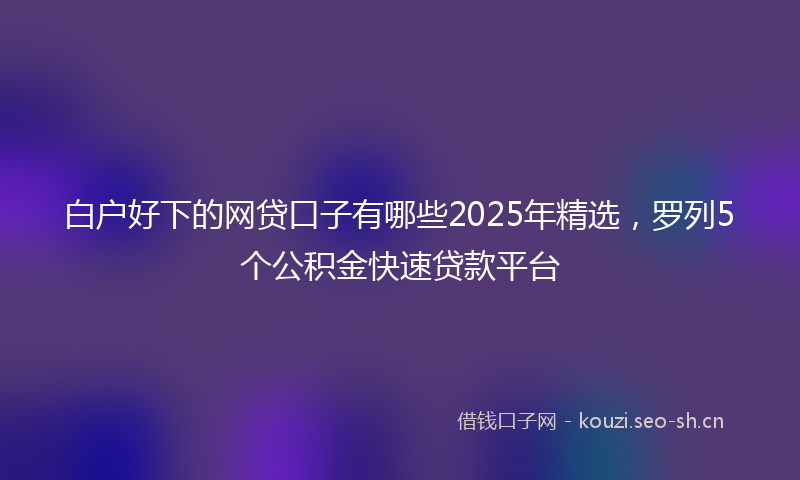白户好下的网贷口子有哪些2025年精选，罗列5个公积金快速贷款平台
