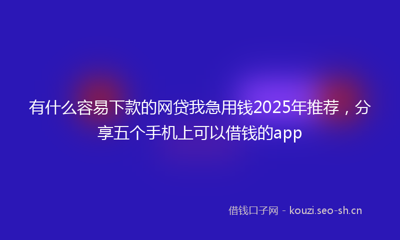 有什么容易下款的网贷我急用钱2025年推荐，分享五个手机上可以借钱的app