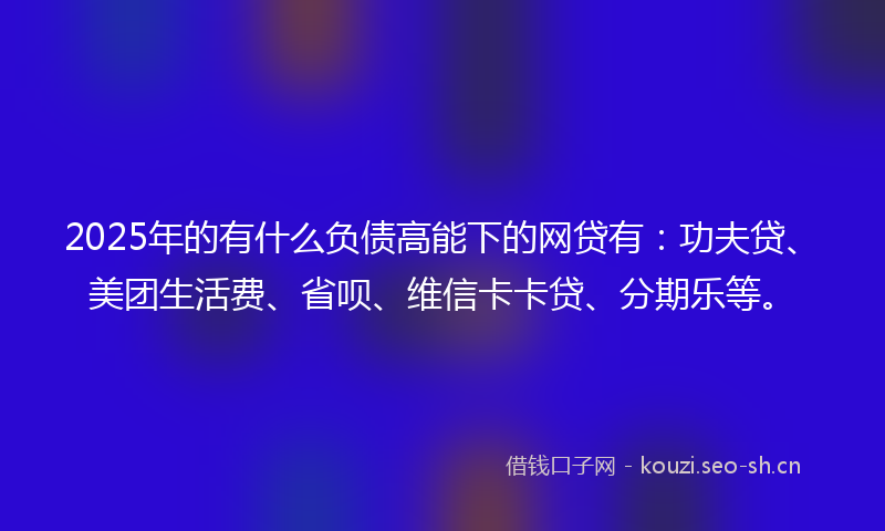 2025年的有什么负债高能下的网贷有：功夫贷、美团生活费、省呗、维信卡卡贷、分期乐等。