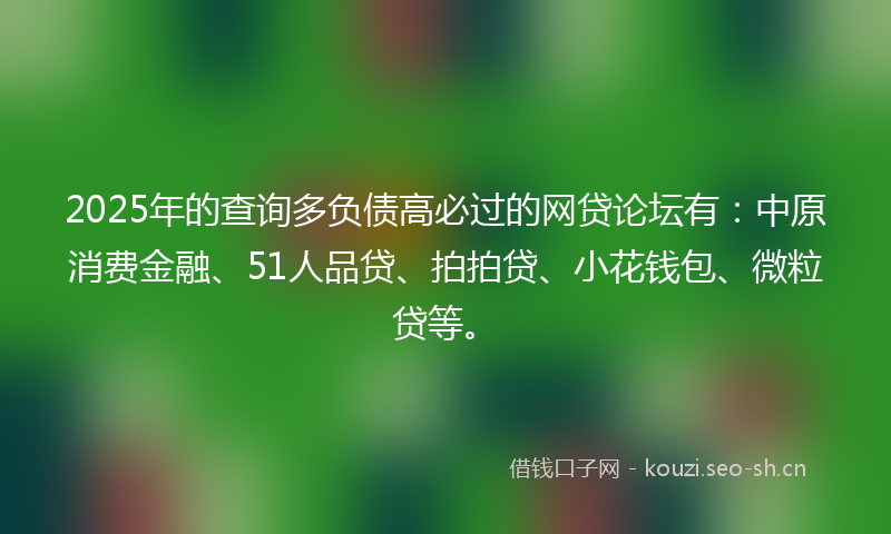 2025年的查询多负债高必过的网贷论坛有：中原消费金融、51人品贷、拍拍贷、小花钱包、微粒贷等。