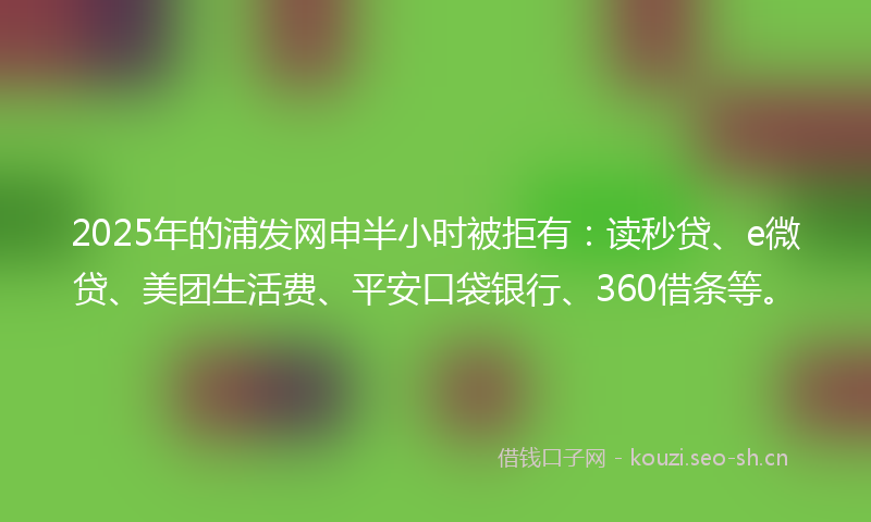 2025年的浦发网申半小时被拒有:读秒贷、e微贷、美团生活费、平安口袋银行、360借条等。