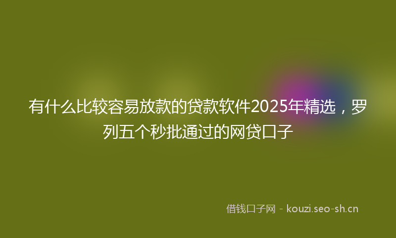 有什么比较容易放款的贷款软件2025年精选，罗列五个秒批通过的网贷口子