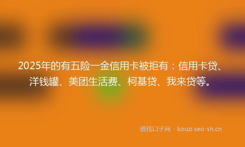 2025年的有五险一金信用卡被拒有：信用卡贷、洋钱罐、美团生活费、柯基贷、我来贷等。