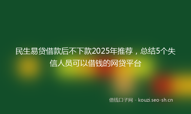 民生易贷借款后不下款2025年推荐，总结5个失信人员可以借钱的网贷平台