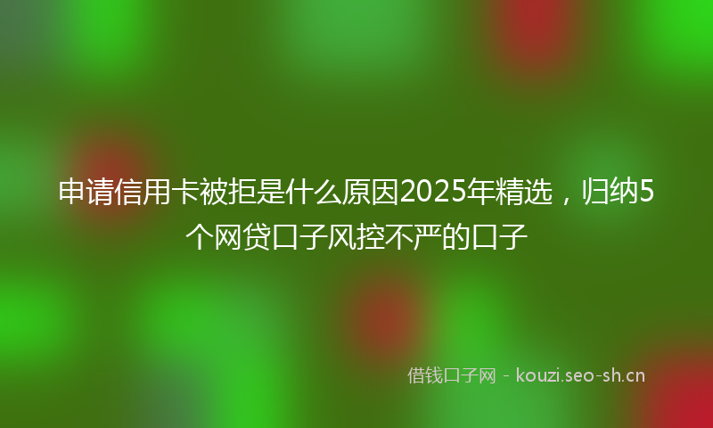 申请信用卡被拒是什么原因2025年精选，归纳5个网贷口子风控不严的口子
