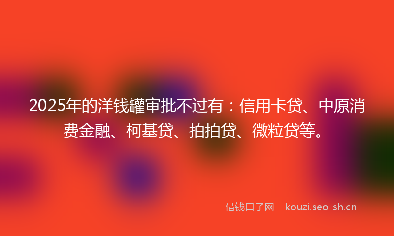 2025年的洋钱罐审批不过有：信用卡贷、中原消费金融、柯基贷、拍拍贷、微粒贷等。
