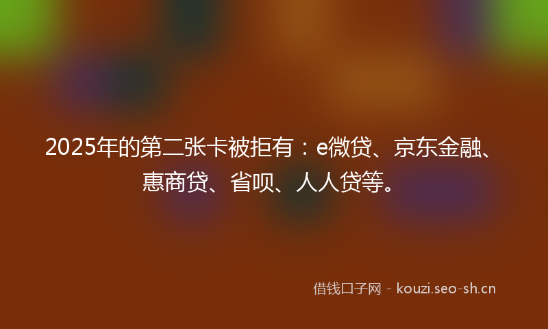 2025年的第二张卡被拒有：e微贷、京东金融、惠商贷、省呗、人人贷等。