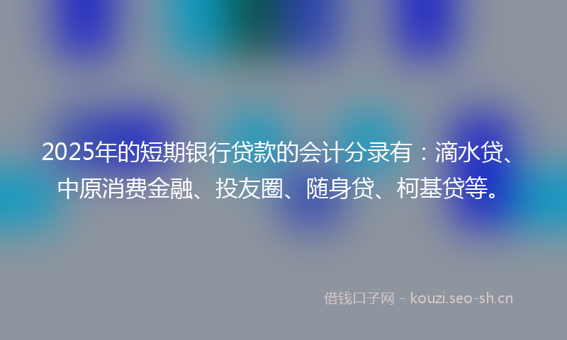 2025年的短期银行贷款的会计分录有：滴水贷、中原消费金融、投友圈、随身贷、柯基贷等。