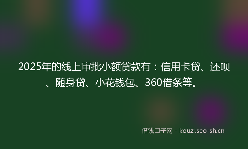 2025年的线上审批小额贷款有：信用卡贷、还呗、随身贷、小花钱包、360借条等。