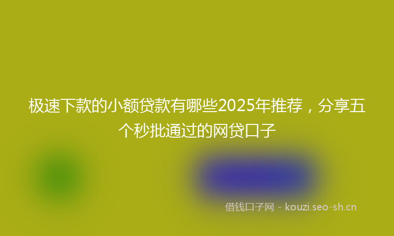 极速下款的小额贷款有哪些2025年推荐，分享五个秒批通过的网贷口子
