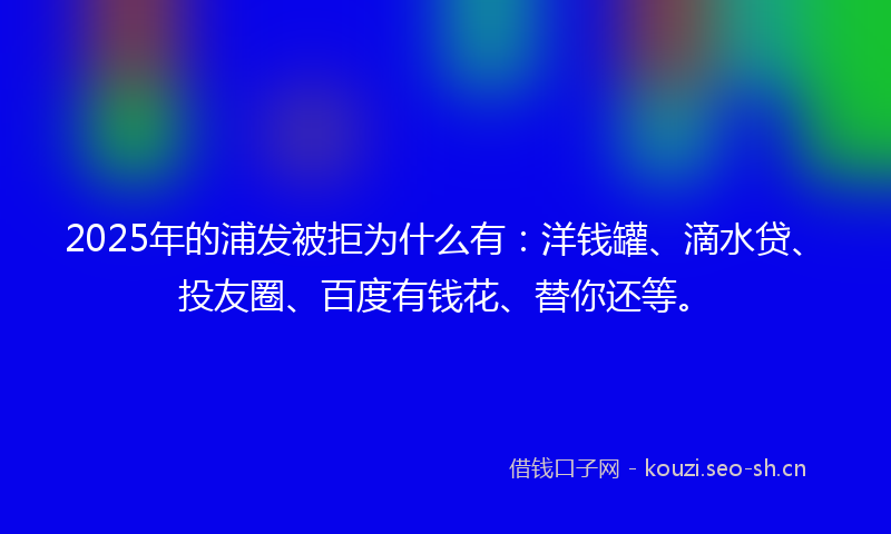 2025年的浦发被拒为什么有:洋钱罐、滴水贷、投友圈、百度有钱花、替你还等。