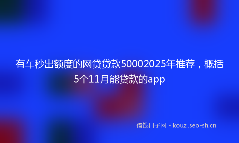 有车秒出额度的网贷贷款50002025年推荐，概括5个11月能贷款的app