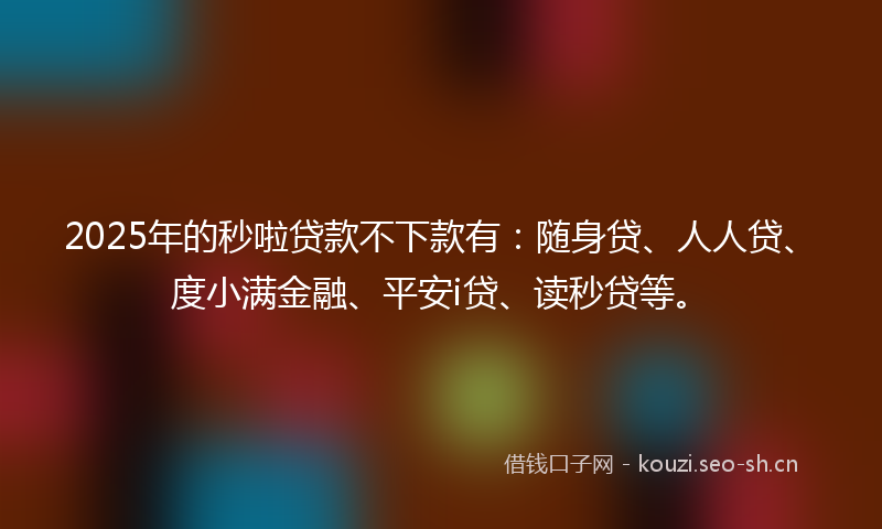 2025年的秒啦贷款不下款有：随身贷、人人贷、度小满金融、平安i贷、读秒贷等。