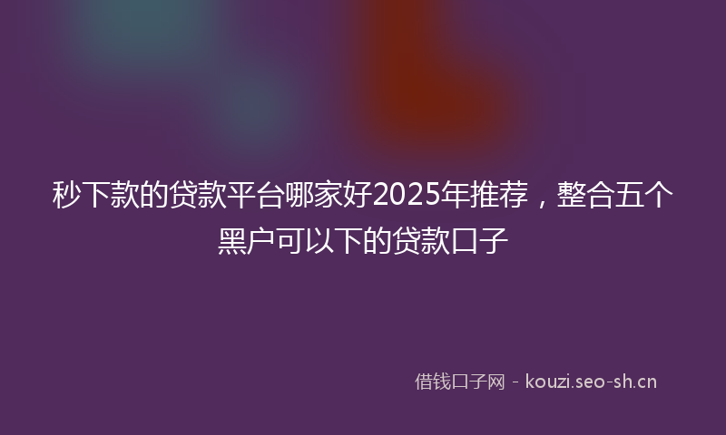 秒下款的贷款平台哪家好2025年推荐，整合五个黑户可以下的贷款口子