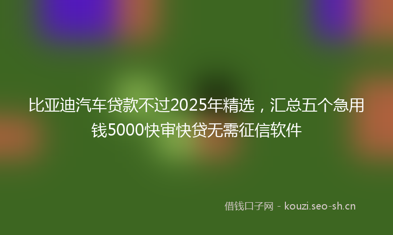 比亚迪汽车贷款不过2025年精选,汇总五个急用钱5000快审快贷无需征信软件