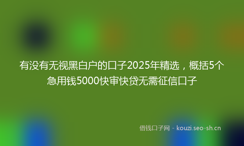 有没有无视黑白户的口子2025年精选，概括5个急用钱5000快审快贷无需征信口子
