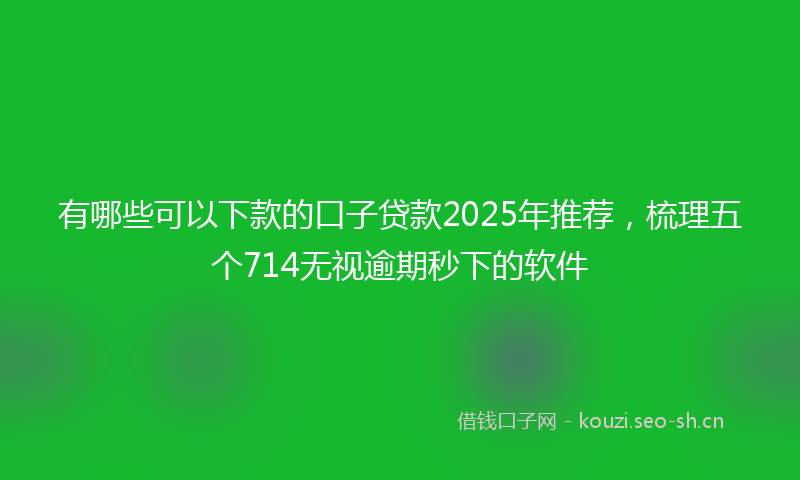 有哪些可以下款的口子贷款2025年推荐，梳理五个714无视逾期秒下的软件