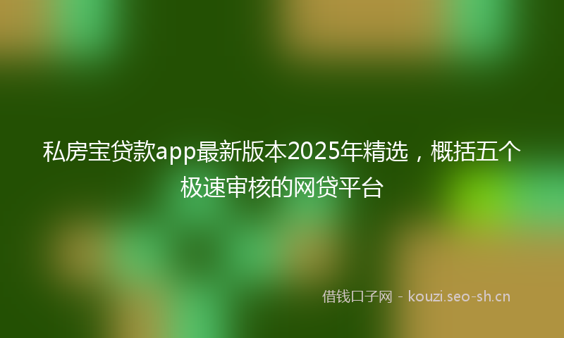 私房宝贷款app最新版本2025年精选，概括五个极速审核的网贷平台